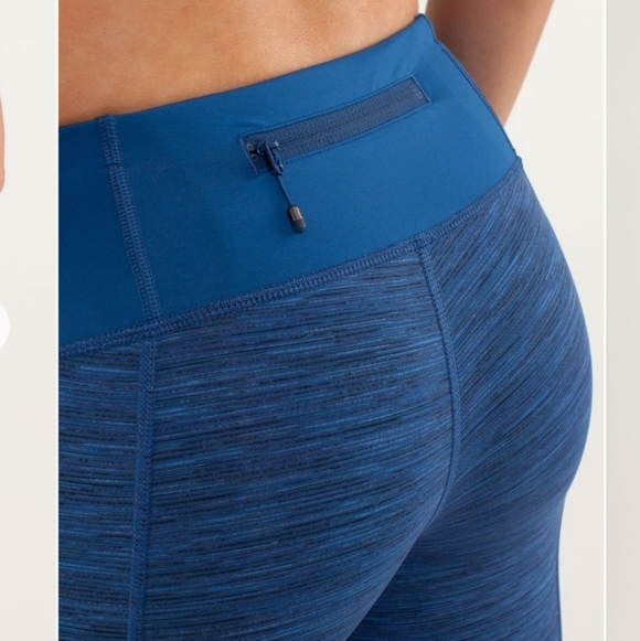 Lululemon Blue Black Run for Your Life Crop Women's Leggings Size 6 - Picture 7 of 11